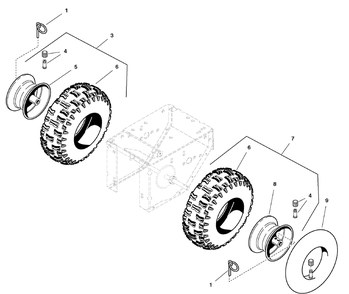 Wheels And Tires Group Diagram and Parts List for 1695450-LP1695450-1332PE 2008 Briggs and Stratton Snow Blower